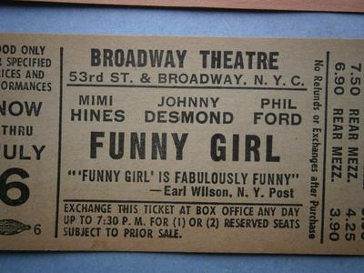 (3) 1960's discount tickets for BAREFOOT IN THE PARK, FUNNY GIRL, and SWEET CHARITY