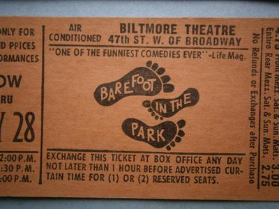 (3) 1960's discount tickets for BAREFOOT IN THE PARK, FUNNY GIRL, and SWEET CHARITY
