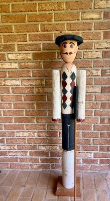 Tall Hand Painted Log Golfer.