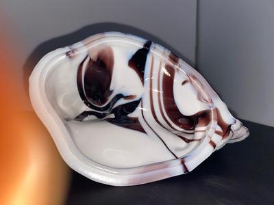 Vintage 9” Purple Slag Glass Rooster Covered Dish