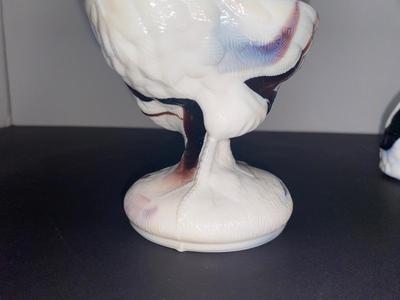 Vintage 9” Purple Slag Glass Rooster Covered Dish