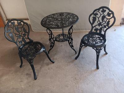 3 Piece Bistro Set, Outdoor Patio Set, Anti-Rust Cast Aluminum Bistro Table Set