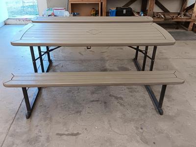 Fold-up Discover Home Products Picnic table with adjustable benches