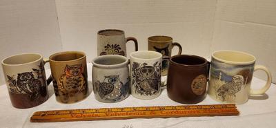 Vintage Stoneware Owl Mugs