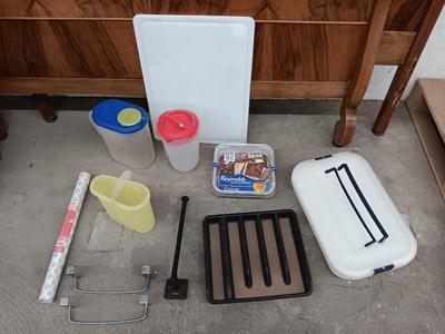 Plastic food storage with drawer rods for kitchen towels -pitchers - organizers and more
