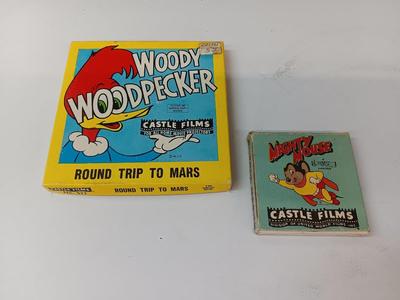 Two vintage reel camera films - Woody Woodpecker and Mighty Mouse