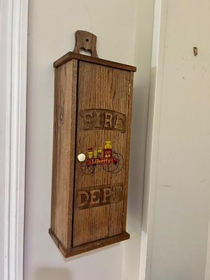 Liberty No. 2 Fire Dept. Wooden Cabinet Wall Shelf