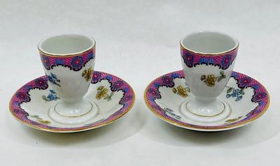 Tazza di Moka Rosenthal Porcelain Candlestick holders pink purple yellow floral pattern