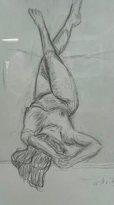 Framed Drawing of nude woman