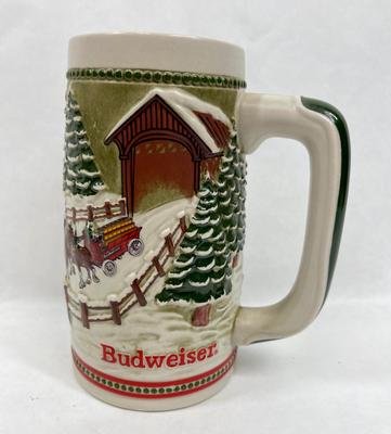 Budweiser Beer Stein Holiday Christmas Clydesdale Horses 1984 Collector's