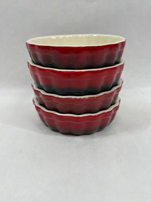 ROCQ Parisian Patisserie Ramekin Bake Dish Red Black Tarty Pie Creme Brulet - set of 4