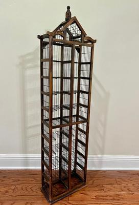 Bird Cage Style Wood And Metal Wire Shelf or CD Holder