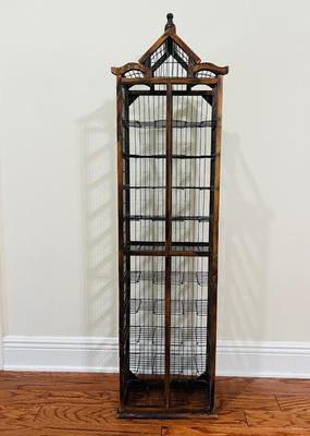 Bird Cage Style Wood And Metal Wire Shelf or CD Holder