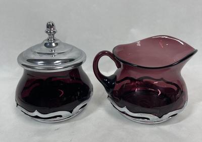 Art Deco Glass & Silver Farber Bros Amethyst Purple Bro Kraft