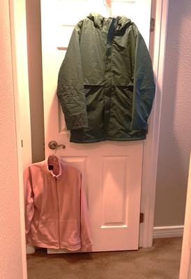 LANDS' END LINED RAIN JACKET AND CHAMPION FLEECE JACKET