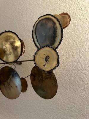 CURTIS JERE MID-CENTURY BRASS RAINDROPS WALL SCULPTURE