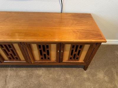 STUNNING MID-CENTURY MULTI WOOD, HANDMADE CREDENZA