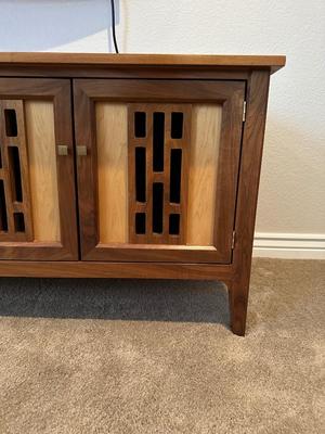 STUNNING MID-CENTURY MULTI WOOD, HANDMADE CREDENZA