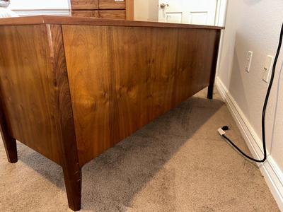 STUNNING MID-CENTURY MULTI WOOD, HANDMADE CREDENZA