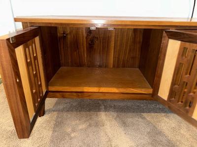STUNNING MID-CENTURY MULTI WOOD, HANDMADE CREDENZA
