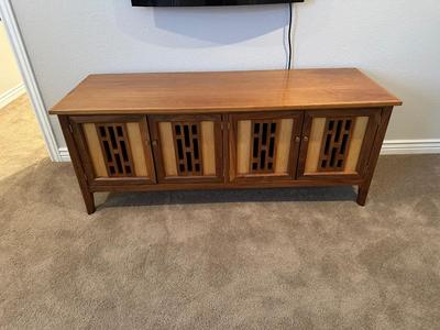 STUNNING MID-CENTURY MULTI WOOD, HANDMADE CREDENZA