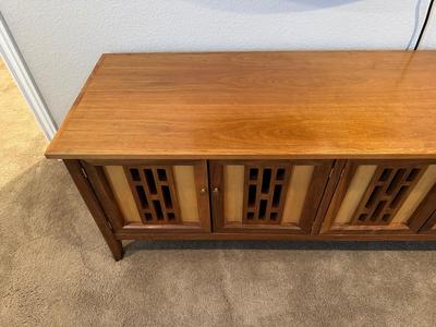 STUNNING MID-CENTURY MULTI WOOD, HANDMADE CREDENZA