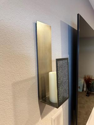 CRATE AND BARREL NESS METAL CANDLE WALL SCONCES
