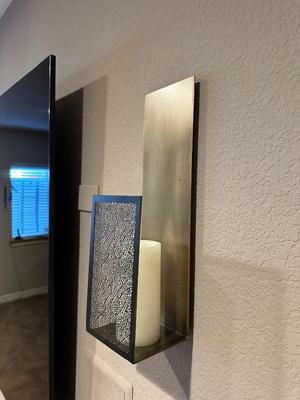CRATE AND BARREL NESS METAL CANDLE WALL SCONCES