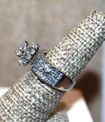Size 7 Highrise Wedding/Engagement Style Marked .925 with Silver Band (8.3g)