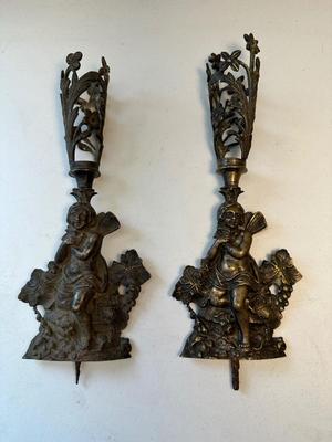 Early Ornate Candle Holders. (See Description)