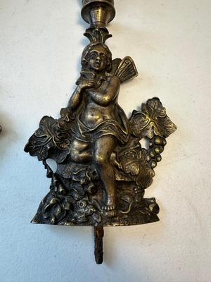 Early Ornate Candle Holders. (See Description)