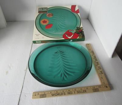 Vintage Indiana Glass Christmas Tree Serving Tray