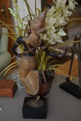 THAILAND DANCING WOMAN FIGURINE OF METAL AND GILT DECORATION