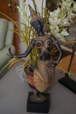 THAILAND DANCING WOMAN FIGURINE OF METAL AND GILT DECORATION