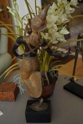 THAILAND DANCING WOMAN FIGURINE OF METAL AND GILT DECORATION