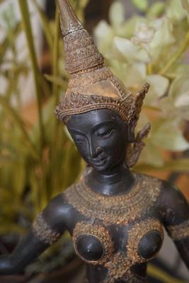 THAILAND DANCING WOMAN FIGURINE OF METAL AND GILT DECORATION