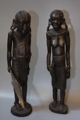 HAND CARVED AFRICAN FIGURES PAIR