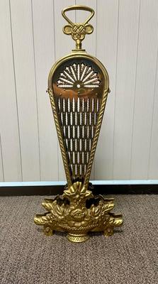 Ornate Brass Fan Fireplace Screen