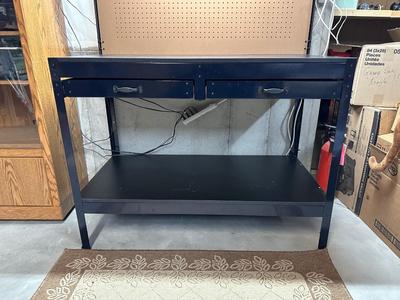 WORKBENCH WITH PEGBOARD BACK AND STOOL TOO