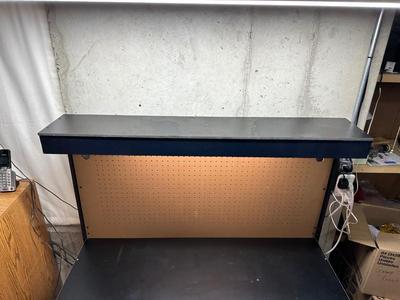 WORKBENCH WITH PEGBOARD BACK AND STOOL TOO