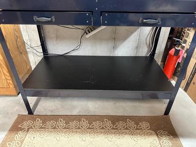 WORKBENCH WITH PEGBOARD BACK AND STOOL TOO