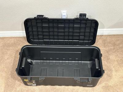 PLANO LARGE STORAGE TRUNK AND 2 OTHER STORAGE TOTES