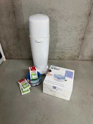 DIAPER GENIE W/EXTRA BAGS AND AVENT STERILIZER