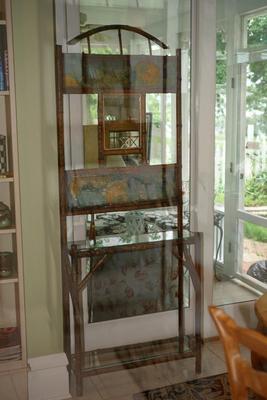 TRACY PORTER DESIGN HALL ENTRY STAND W/ MIRROR AND SHELVES