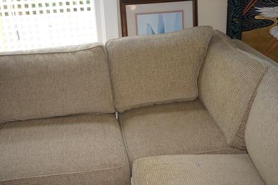 LEE CRAFTSMAN THREE SECTIONAL SOFA OF GOOD QUALITY BEIGE COLOR.WOVEN SOFT FABRIC