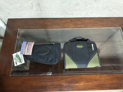 CABELAS SNUG FIT CUSTOM MOLDED PISTOL CASE AND SKB DRY-TEK HANDGUN BAG