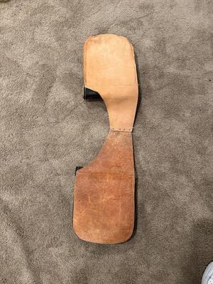 BLACK LEATHER SADDLE BAG AND MAGAZINE/SHELL POUCHES