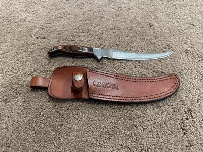 LAKOTA FISH HAWK FIXED BLADE KNIFE WITH LEATHER SHEATH