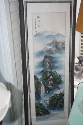JAPANESE SCROLL PAINTING ON PAPER OF MOUNTAIN LANDSCAPE