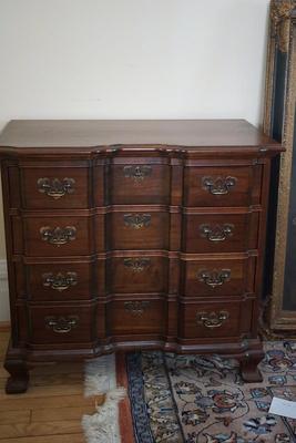 FOUR DRAWER TRADITIONAL STYLE BLOCK FRONT CHERRY CHEST OF FOUR DRAWERS